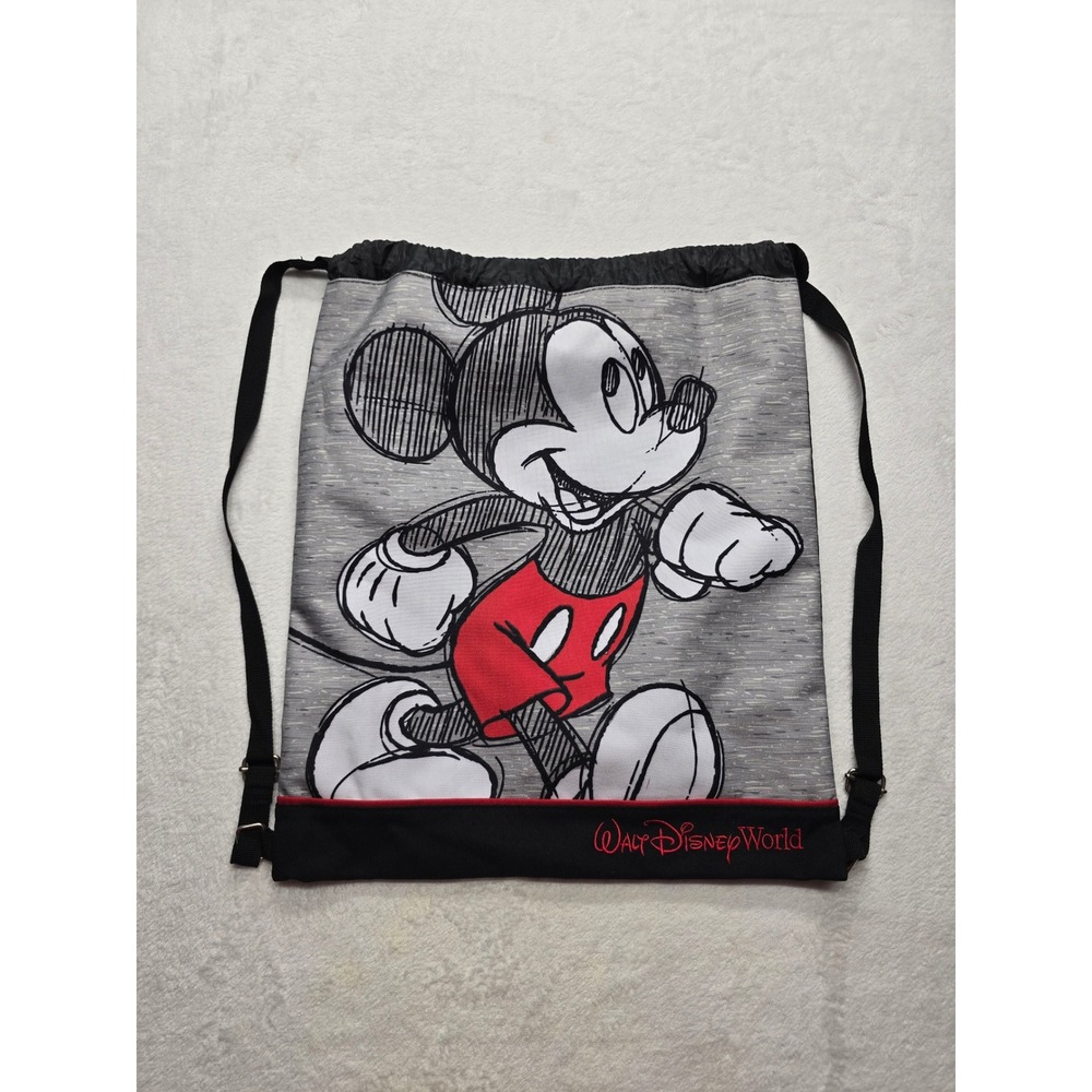 Disney Mickey Mouse Walt Disney World Drawstring Cinch Backpack‎ Gray OS